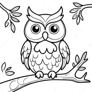 Colorful Owl Sitting On A Branch Coloring Page 30719-27570