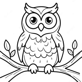 Colorful Owl Sitting On A Branch Coloring Page 30719-27571