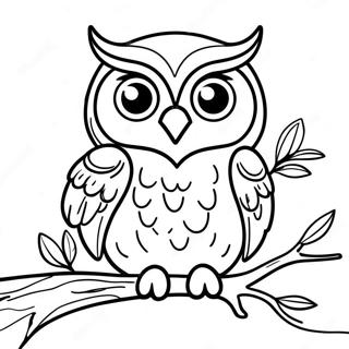 Colorful Owl Sitting On A Branch Coloring Page 30719-27572