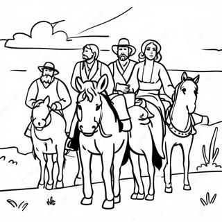 Pioneer Family Journeying West Coloring Page 30729-27577