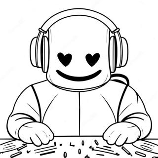 Dj Marshmello With Colorful Headphones Coloring Page 30789-27627