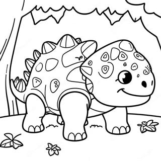 Cute Ankylosaurus In A Forest Coloring Page 30799-27634