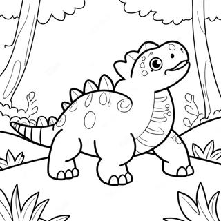 Cute Ankylosaurus In A Forest Coloring Page 30799-27635