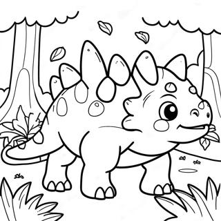 Cute Ankylosaurus In A Forest Coloring Page 30799-27636