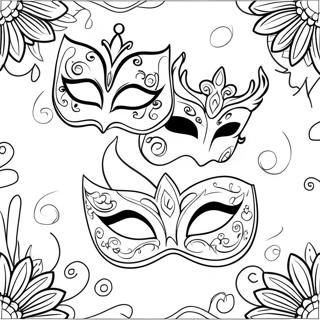 Masquerade Masks Coloring Page 30878-27695