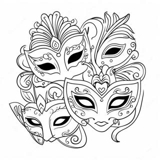 Elegant Masquerade Masks Coloring Page 30879-27697