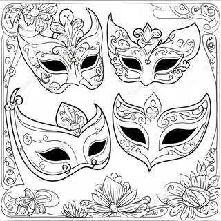 Elegant Masquerade Masks Coloring Page 30879-27700