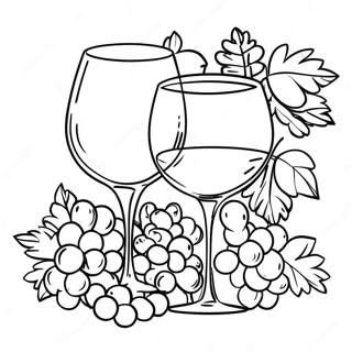 Wine Glasses And Grapes Coloring Page 30888-27702