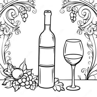 Elegant Wine Bottle And Glass Coloring Page 30889-27706