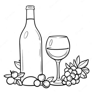 Elegant Wine Bottle And Glass Coloring Page 30889-27707