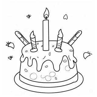 Colorful Happy 10th Birthday Cake Coloring Page 30899-27716