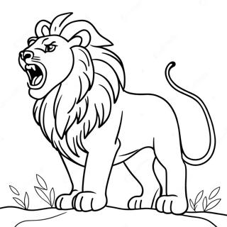 Majestic Lion Roaring Coloring Page 3089-2525