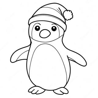 Adorable Penguin With Santa Hat Coloring Page 30929-27737