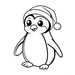 Adorable Penguin With Santa Hat Coloring Page 30929-27738