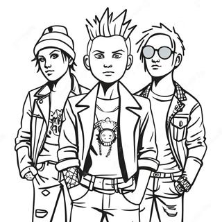 Edgy Punk Rock Band Coloring Page 30989-27788