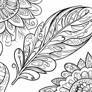 Whimsical Boho Feather Coloring Page 31089-27865