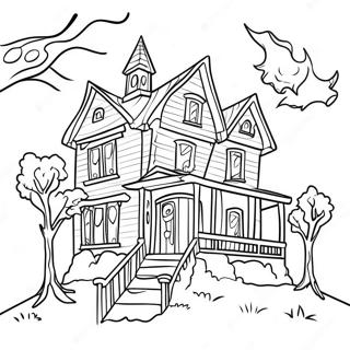 Creepy Haunted House Coloring Page 31139-27906