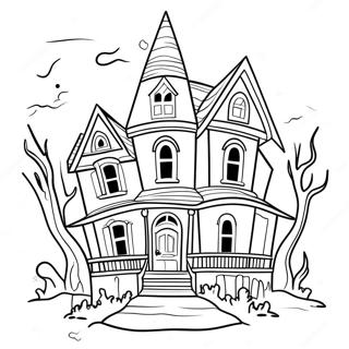 Creepy Haunted House Coloring Page 31139-27908