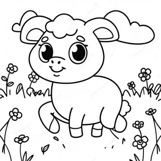 Cute Suzy Sheep In A Meadow Coloring Page 31159-27922