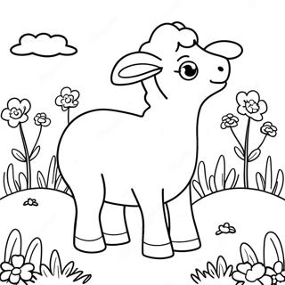 Cute Suzy Sheep In A Meadow Coloring Page 31159-27923