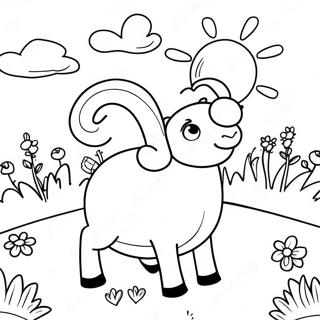 Cute Suzy Sheep In A Meadow Coloring Page 31159-27924