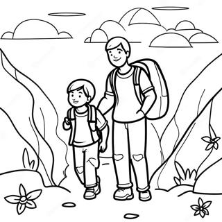 Adventurous Dad And Son Hiking Coloring Page 31229-27978