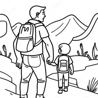 Adventurous Dad And Son Hiking Coloring Page 31229-27979