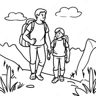 Adventurous Dad And Son Hiking Coloring Page 31229-27980