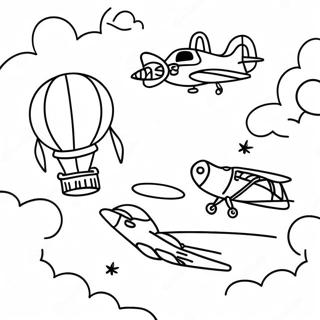 Colorful Flyers In The Sky Coloring Page 31259-28001