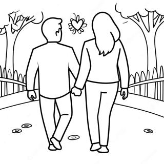 Romantic Couple Holding Hands Coloring Page 3129-2557