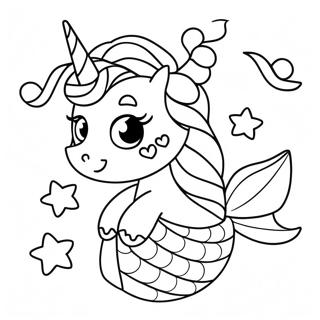 Mermaid Adorable Cute Unicorn Coloring Page 31318-28047