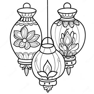 Brightly Lit Diwali Lanterns Coloring Page 31329-28057