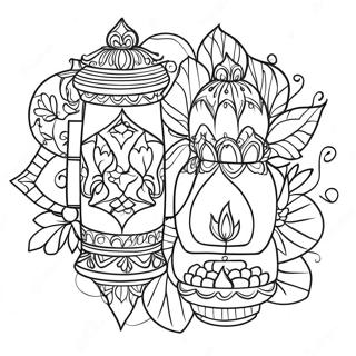 Brightly Lit Diwali Lanterns Coloring Page 31329-28060