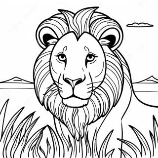 Majestic Lion In The Savanna Coloring Page 31389-28105