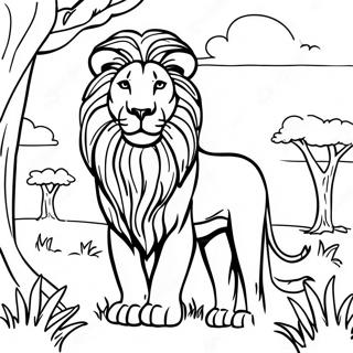 Majestic Lion In The Savanna Coloring Page 31389-28106