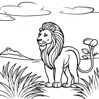 Majestic Lion In The Savanna Coloring Page 31389-28107