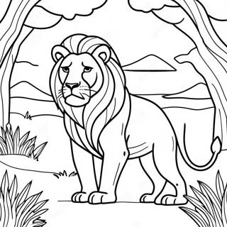 Majestic Lion In The Savanna Coloring Page 31389-28108