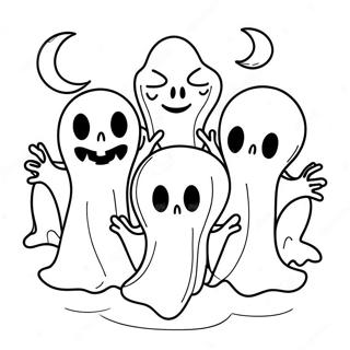 Spooky Ghosts Trick Or Treat Coloring Page 3139-2565