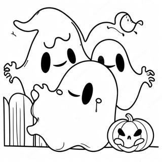 Spooky Ghosts Trick Or Treat Coloring Page 3139-2567