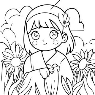 Cute Hinata In A Flower Field Coloring Page 31439-28148