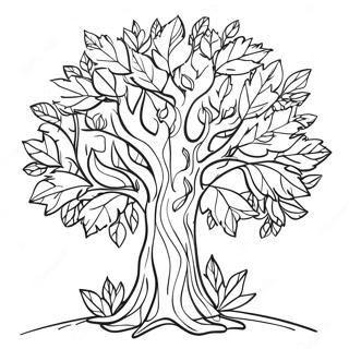 Colorful Fall Tree With Leaves Coloring Page 31449-28153