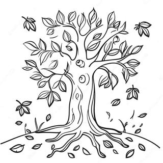 Colorful Fall Tree With Leaves Coloring Page 31449-28155