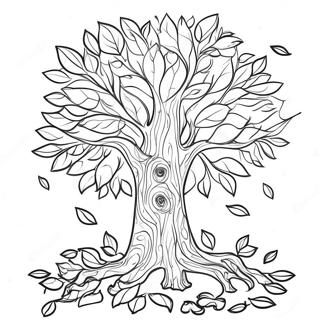 Colorful Fall Tree With Leaves Coloring Page 31449-28156