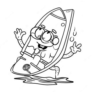 Chill Spongebob With A Surfboard Coloring Page 31489-28188