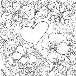 Romantic Floral Love Coloring Page 3149-2574