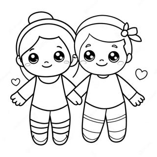 Cute Best Friends Holding Hands Coloring Page 31509-28201