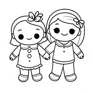 Cute Best Friends Holding Hands Coloring Page 31509-28204