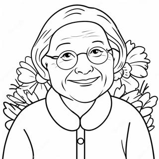 Sweet Grandma With Flowers Coloring Page 31629-5701