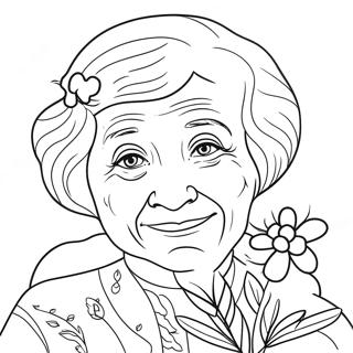 Sweet Grandma With Flowers Coloring Page 31629-5703