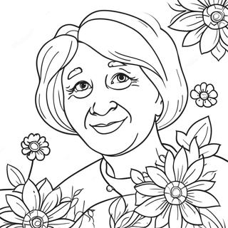 Sweet Grandma With Flowers Coloring Page 31629-5704